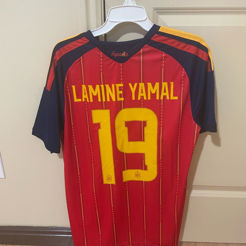 Lamine Yamal Spain Adidas Red and Yellow Men's Jersey
